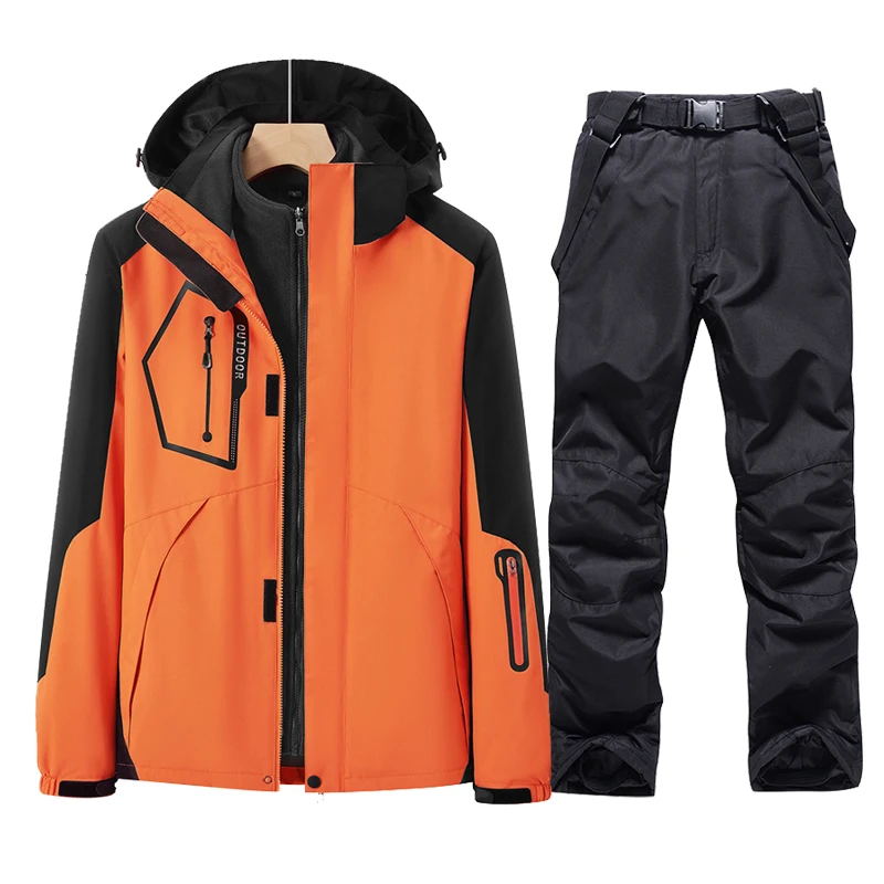 

Лыжный костюм для мужчин, утепленная ветрозащитная водонепроницаемая куртка и брюки, пальто для сноуборда, зимнее пальто для катания на лыжах на открытом воздухе, походные брюки