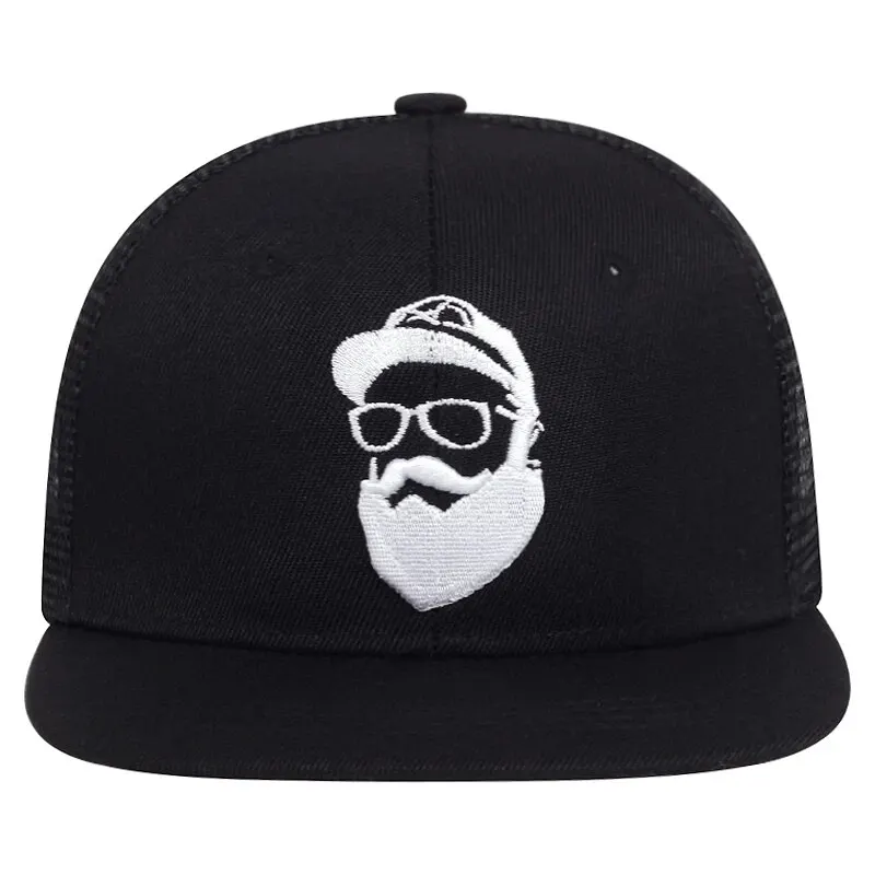 Unisex Uncle Beard Embroidery Hip-hop Net Hats Outdoor Adjustable Casual Baseball Caps Sunscreen Hat