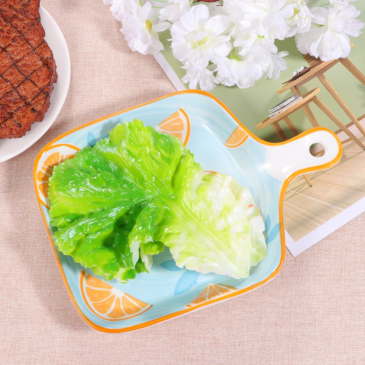 مقلاة سيراميك لفرن شواء تجهيزات المطابخ مقاومة للماء ومقاومة للصدأ ومقاومة للاهتراء للاستخدام المنزلي وعاء شواء سيراميك برتقالي