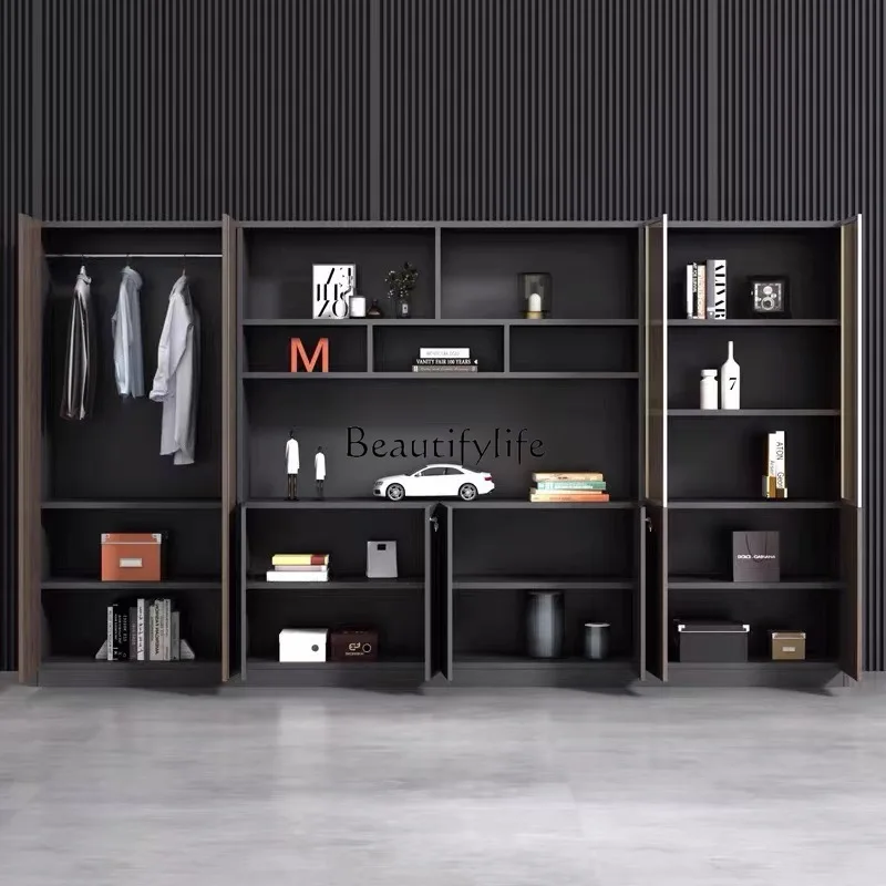 Modern light luxury data cabinet Solid wood simple plate file storage Office file cabinet