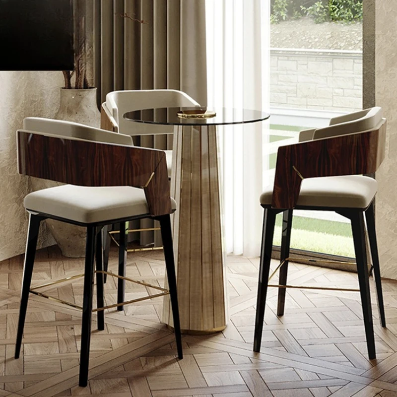 

High Bar Stool Arm for Kitchen High End With Gold Stainless Steel Frame Legs