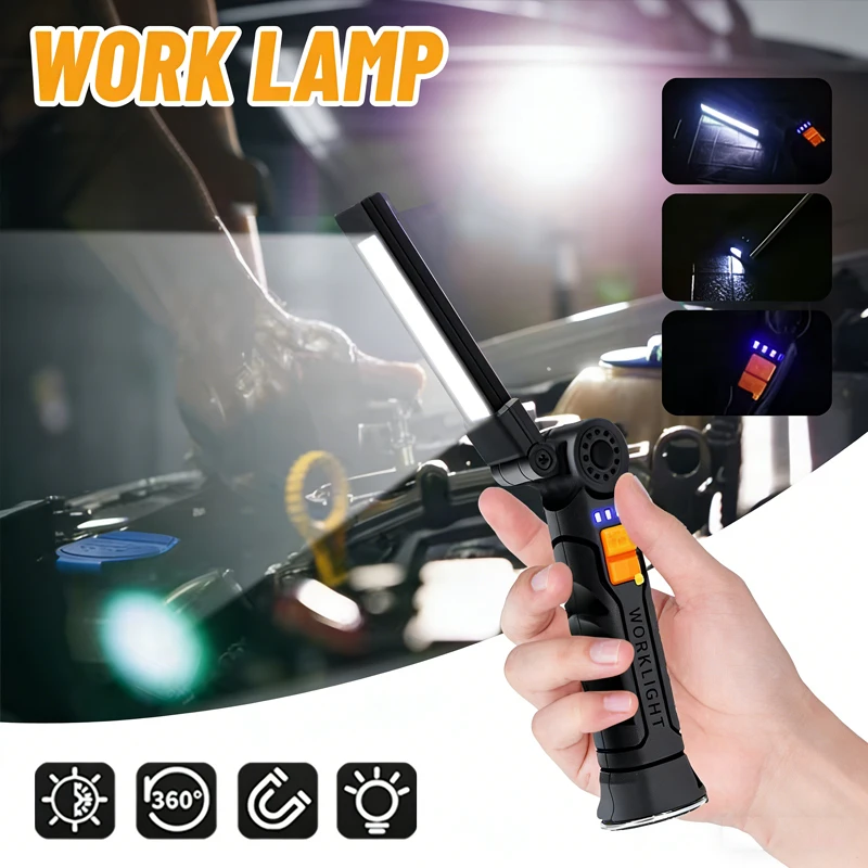 Portable LED COB Search Lights With Magnetic & Hook Built-in Battery Rechargeable Work Light Outdoor Waterproof  Emergency Lamp