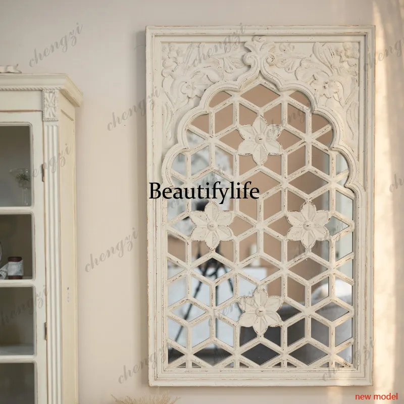 A68Antique Universal Mirror Decor Vanity Luxury Girl Long Bedroom Wall Mirror Decor Art Makeup Infinity Espelho Grande Home Deco
