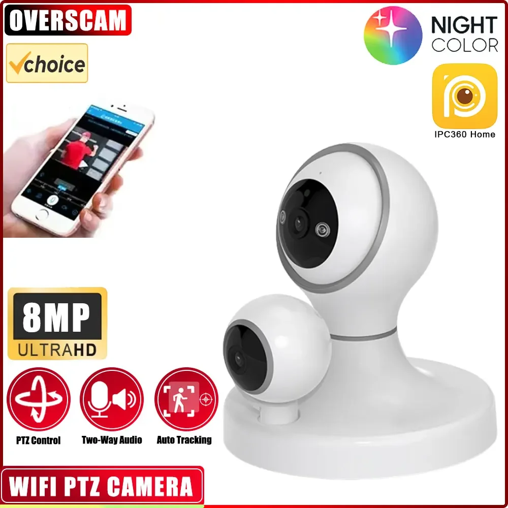 

IPC360 Home Dual lens 4K 8MP wireless PTZ camera WIFI IP Auto tracking security protection camera P2P video surveillance camera