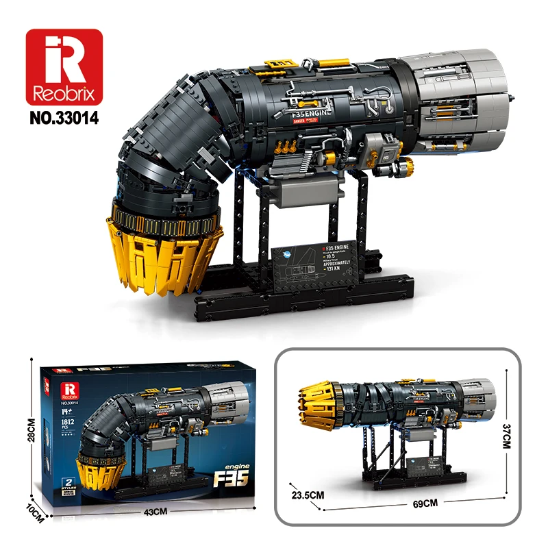 1812PCS 터보팬 엔진 빌딩 블록 수직 이착륙 전투기 엔진 모델 데스크탑 장식 어린이 장난감 휴일 선물