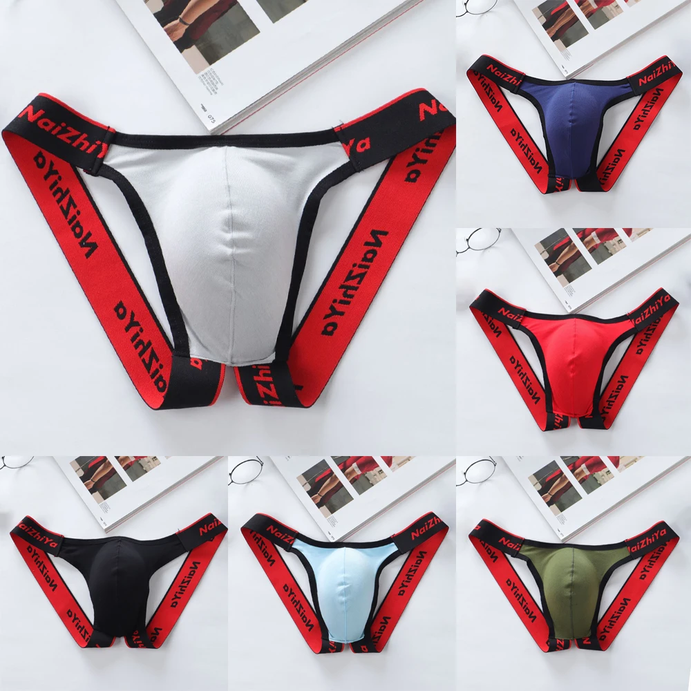 

Men's Underwear Men Sexy Briefs Jockstrap U Pouch Cuecas Man Cotton Panties Thongs Mesh Underpants Gay Slip Homme G-strings