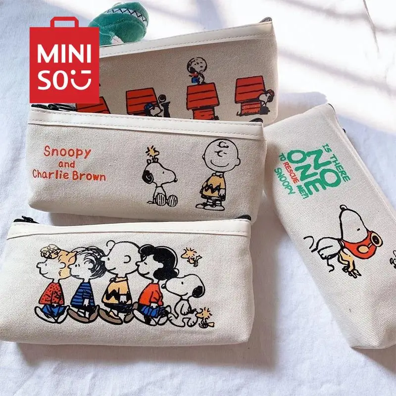 Snoopy Pencil Case Kawaii Anime Canvas Student Charlie Cartoon Stationery Case Pencil Case Stationery Supplies Girls Toys Gifts