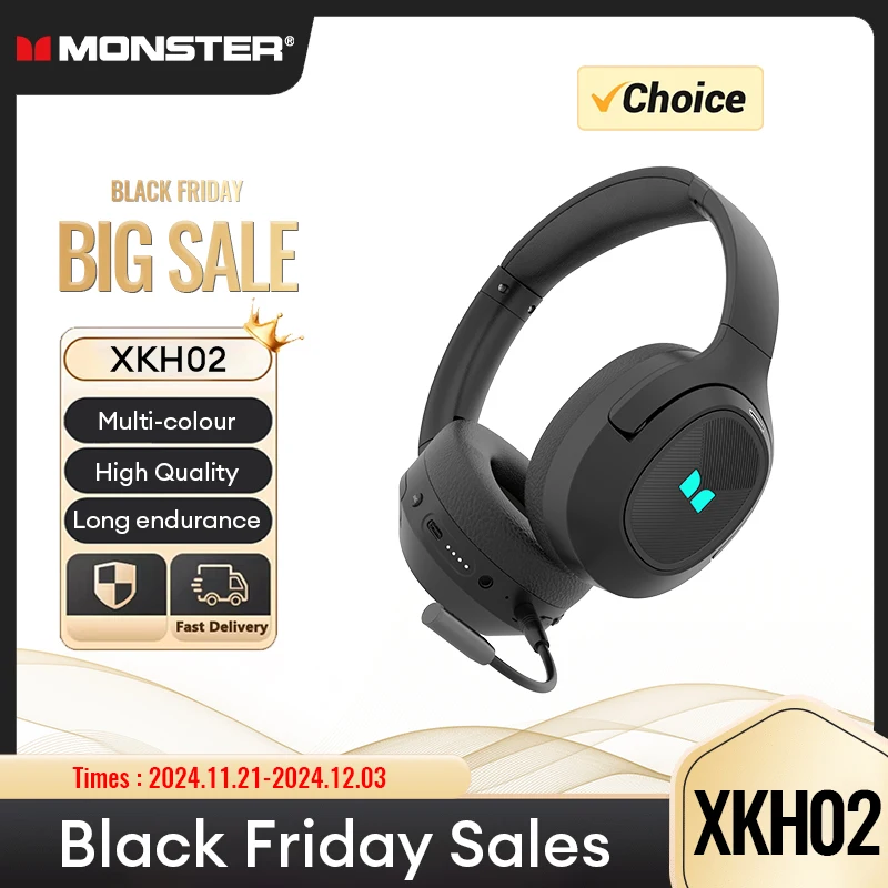 Monster Storm XKH02 HD Talk HiFi Sound Earphones Gaming Wireless Headset Bluetooth Headset 5.4 Foldable Easy Storage Headphones