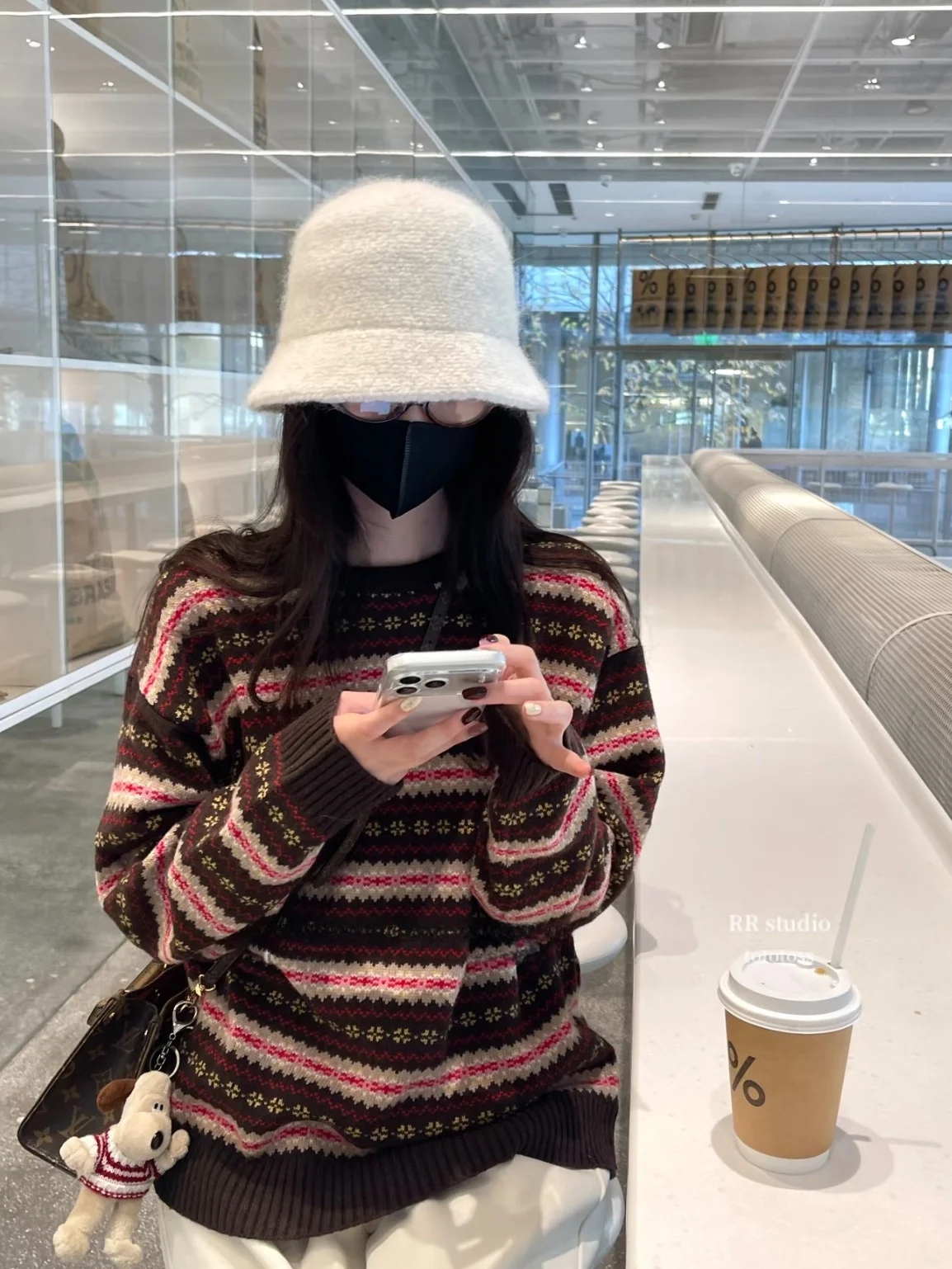 

High-Weight Woolen Knitted Sweater Korean Aosphere Stripe Embroidery Women's Faion Casual Sle Long Sve round Ne