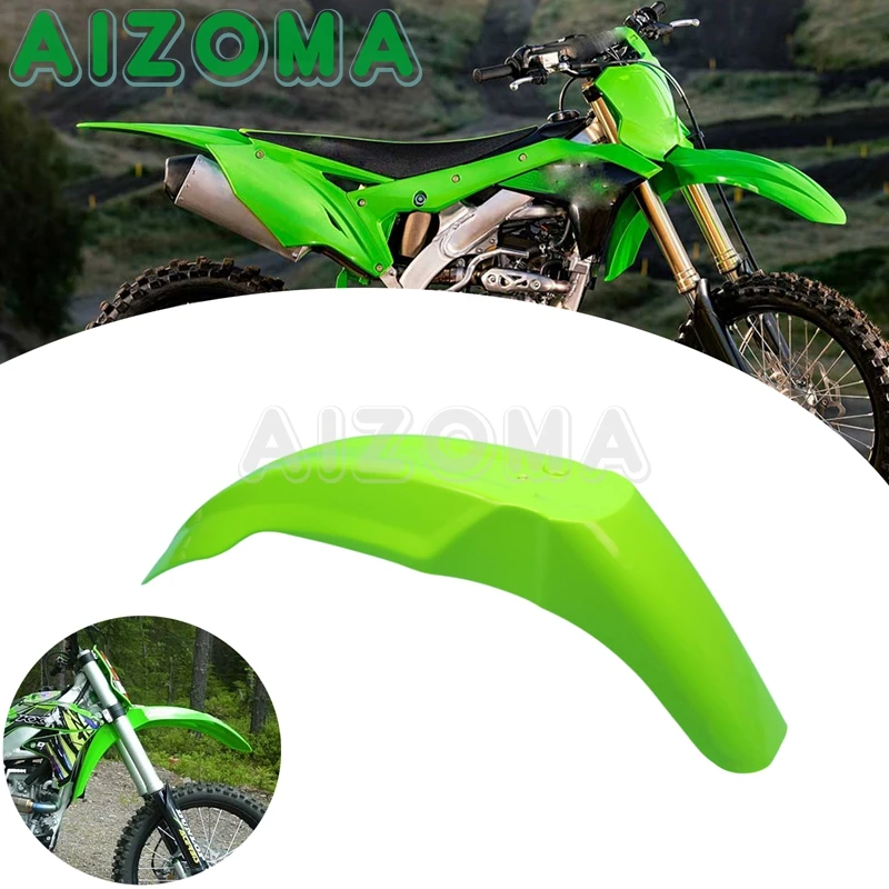 For Kawasaki KLX KXF KX110 KX250F KX450F KLX140 85 100 140 Enduro Green Front Fender Motocross Supermoto Mudguard Mud Cover