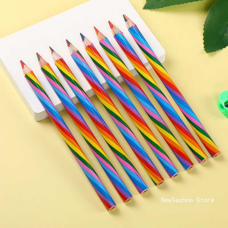 Cute 4 Color Concentric Rainbow Pencil for Student Children's Painting Graffiti Drawing Gift Art School Supplies