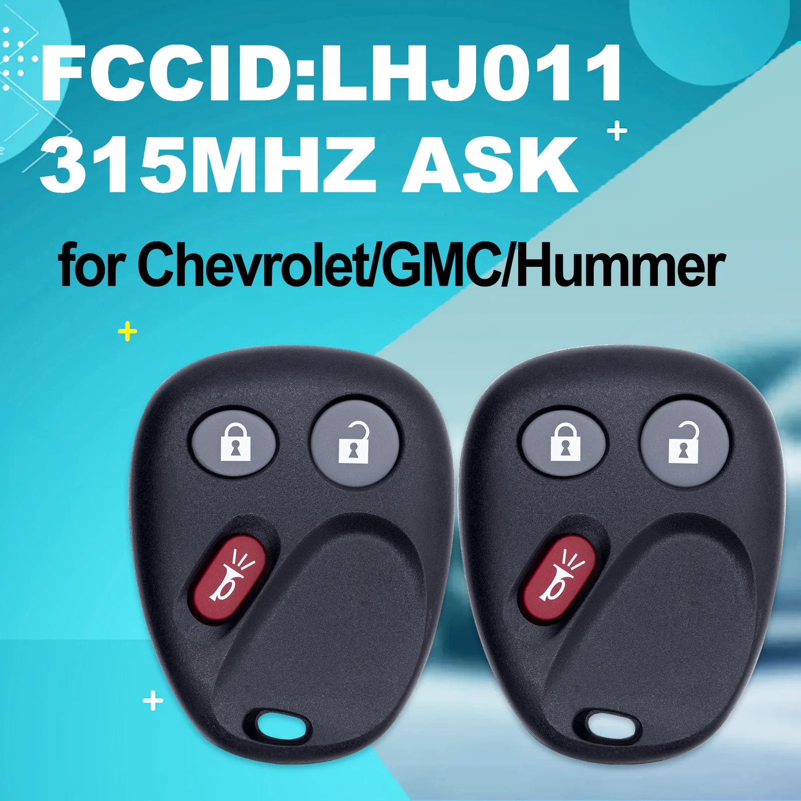 Pair LHJ011 3 Buttons Car Remote Key Fob Case 315MHZ Vehicle Key for Cadillac Escalade Suburban Tahoe GMC Sierra Yukon Hummer H2