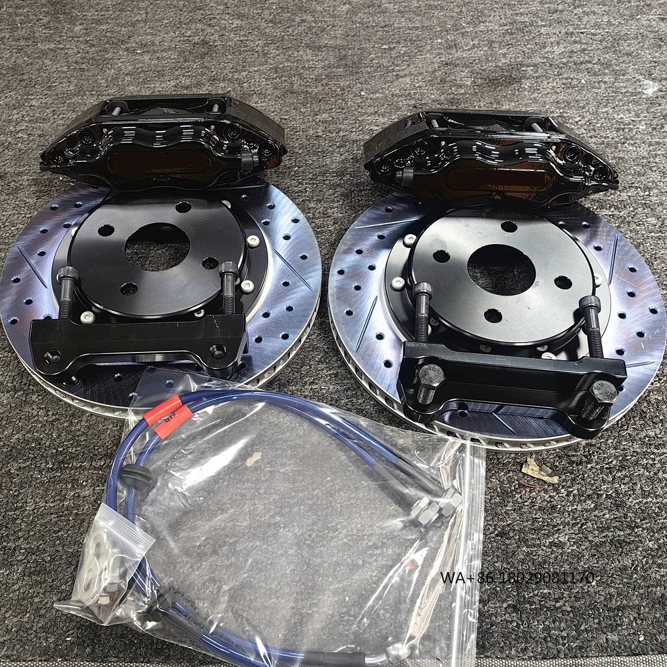 Brake Kit High-Performance Brake Caliper with 4 Pistons Rotor Brake Pad Kit for 15 Inch 16 Inch 17 Inch