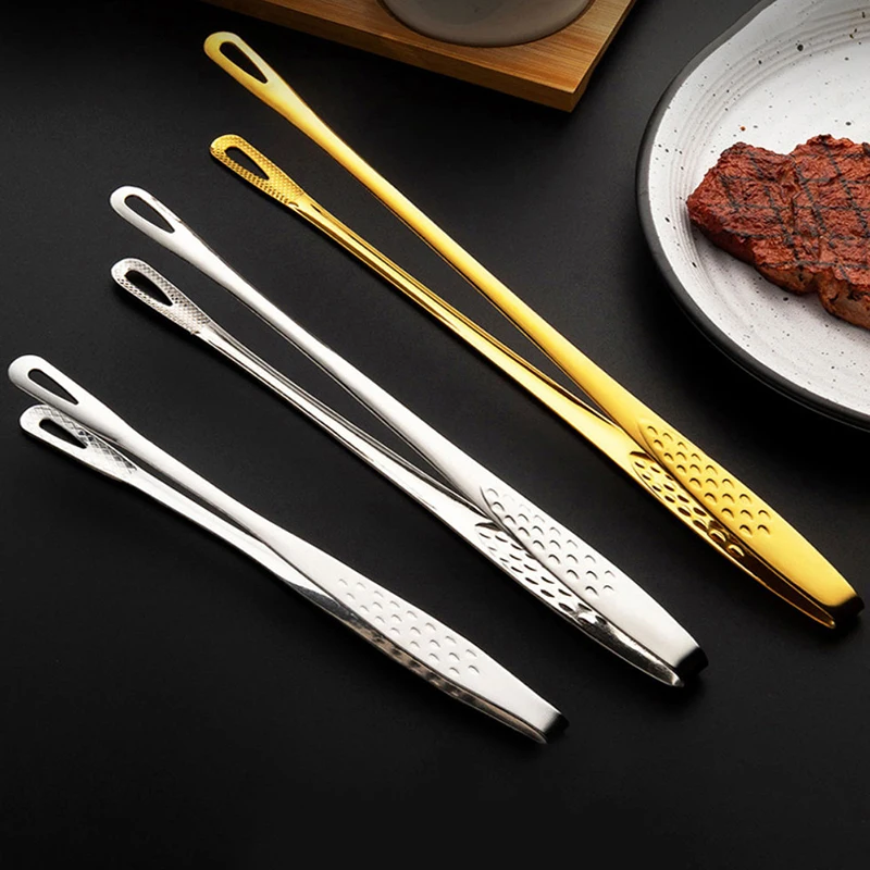 Long Handle Stainless Steel BBQ Tongs with Locking Ring Non Slip Silicone Tip or Scalloped Edge for Steak Meat Vegetable Grill
