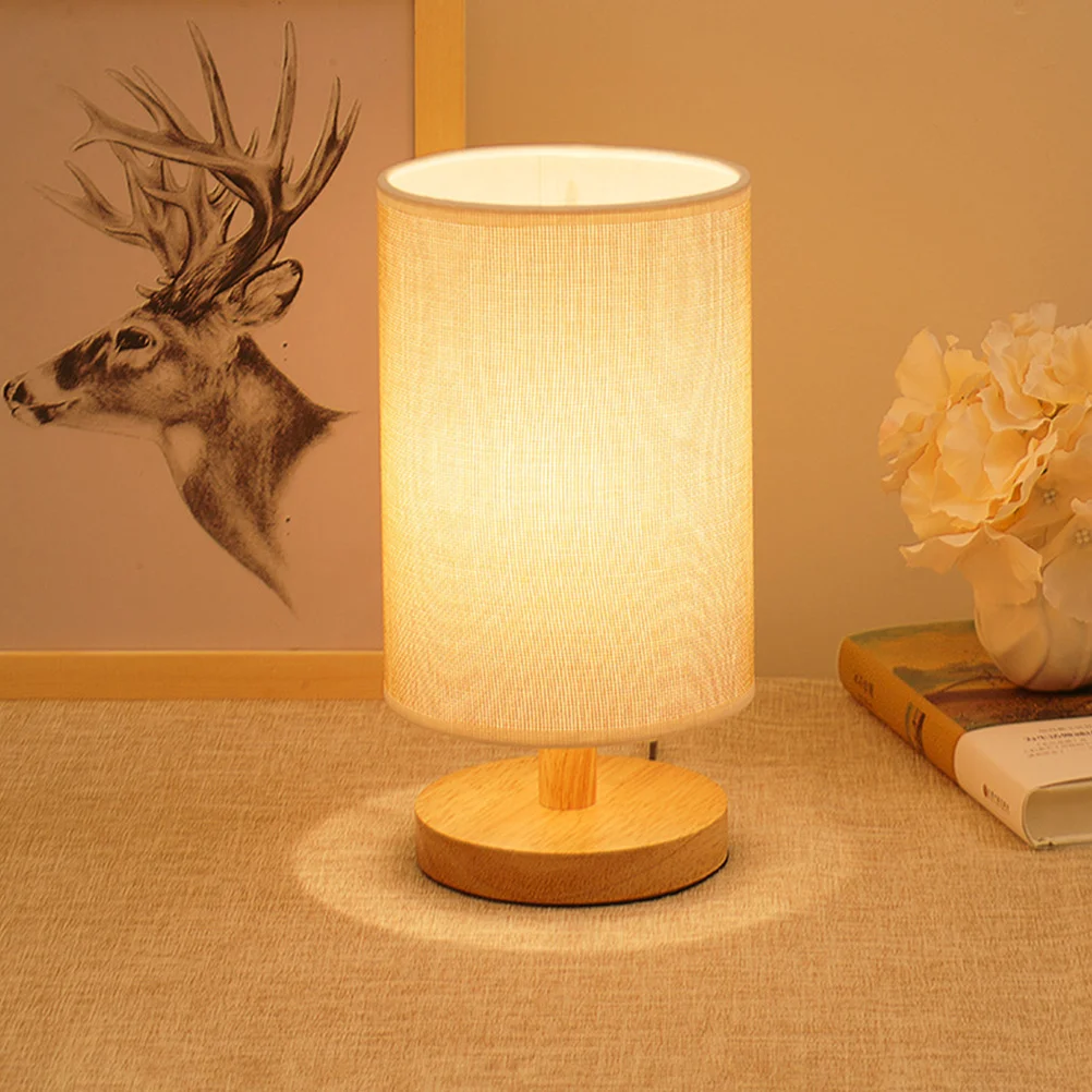 

Lamp Wood Desk Dimmable Bedside Lamp Linen Shade Decor Usb Wooden Base Nightstand Light For Bedroom Living