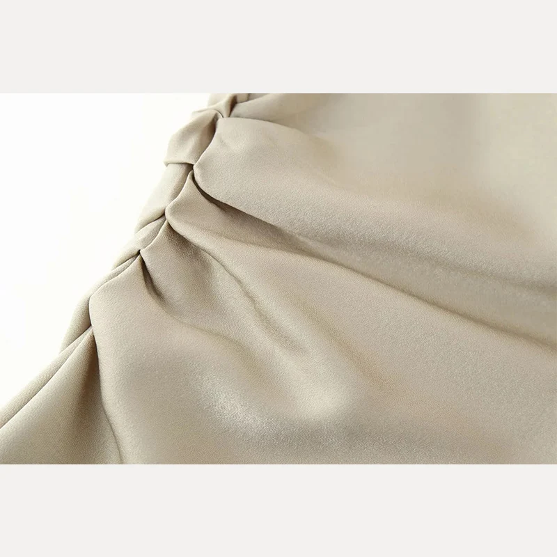 Spring 2025 Women's Faion Dr Satin Texture Folded Decoration Street Sle Polyester 00% Ele Quali Skirt