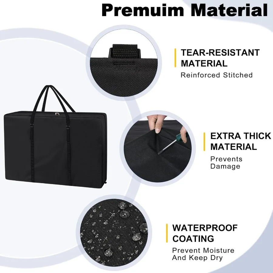 حقيبة تخزين للكرسي شديدة التحمل من Explore Land للطي الطويل بدون جاذبية وخفيفة الوزن ونقل قابل للطي ومشاية دوارة باللون الأسود