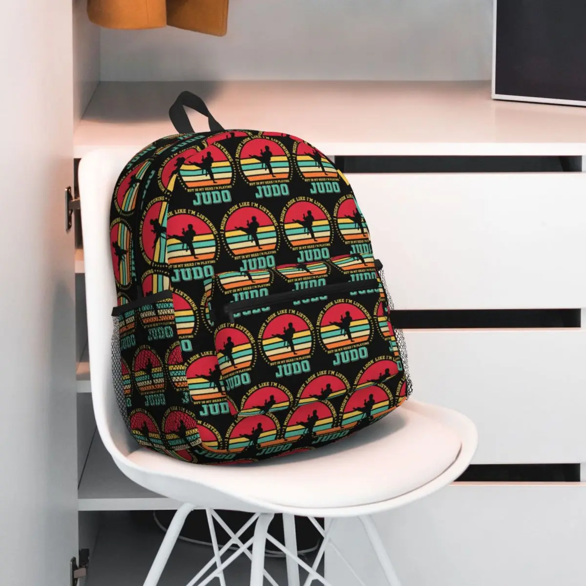 

Judo Design Karates Student Backpack School Bag Hiking Travel Daypack for Men Women Fashion Bookbag Shoulder Bags