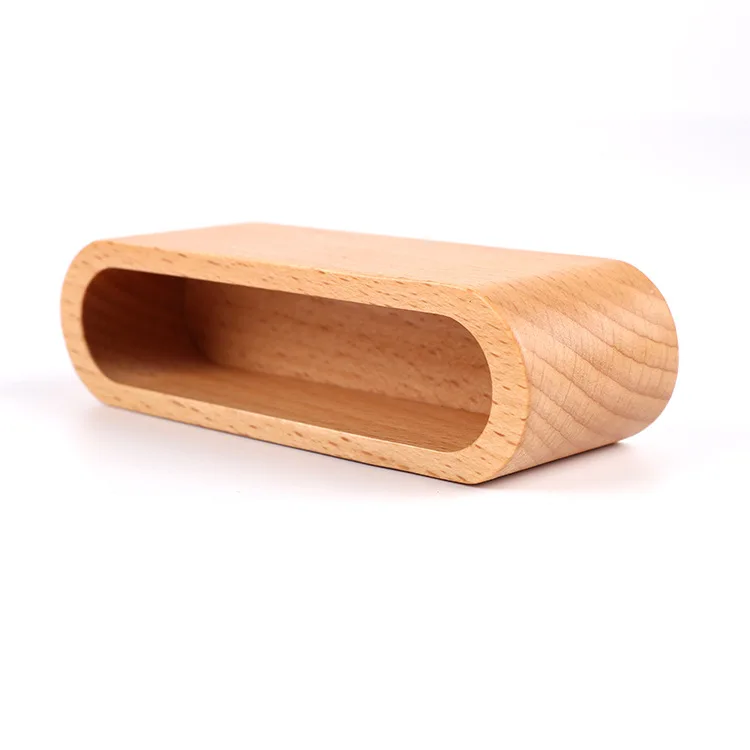 Solid Wood Desktop Business Card Display Stand Memo Holder Storage Box Beech Wood Card Organizer For Office