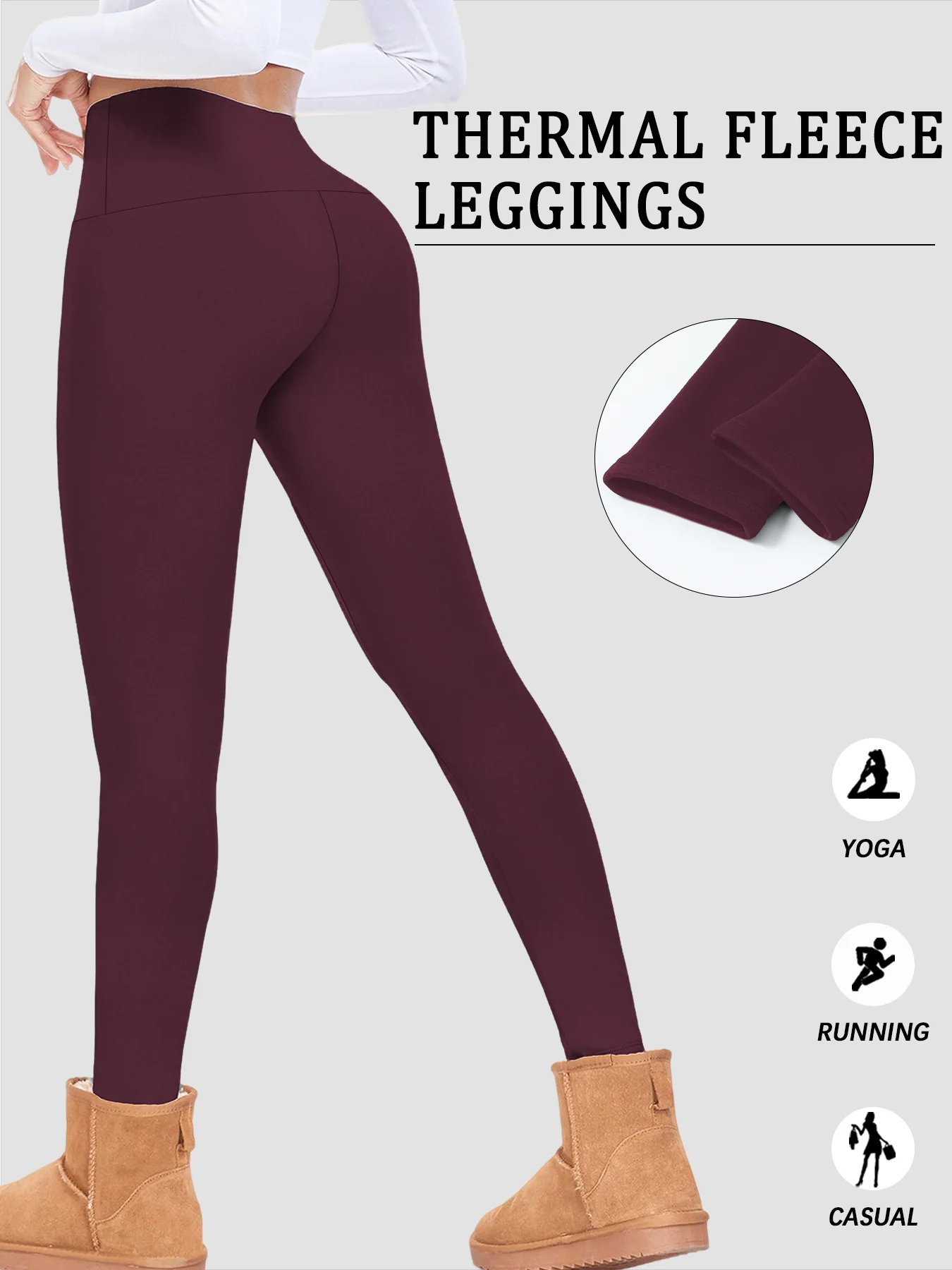 High Waisted Fleece-Lined Leggings for Women Thick Soft Tummy Control Workout Running Yoga Thermal Warm Pants for Cold Winter