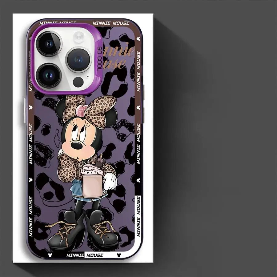 Disney Leopard Mickey MinniePhone Case for Apple iPhone 15 16 Pro Max 13 14 Plus 12 11 Pro plus Matte