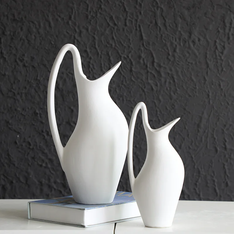 Designer Swan Shaped Ceramic Vase Nordic Living Room Home Ornament Dried Flower Arrangement Soft Furnishing Decor