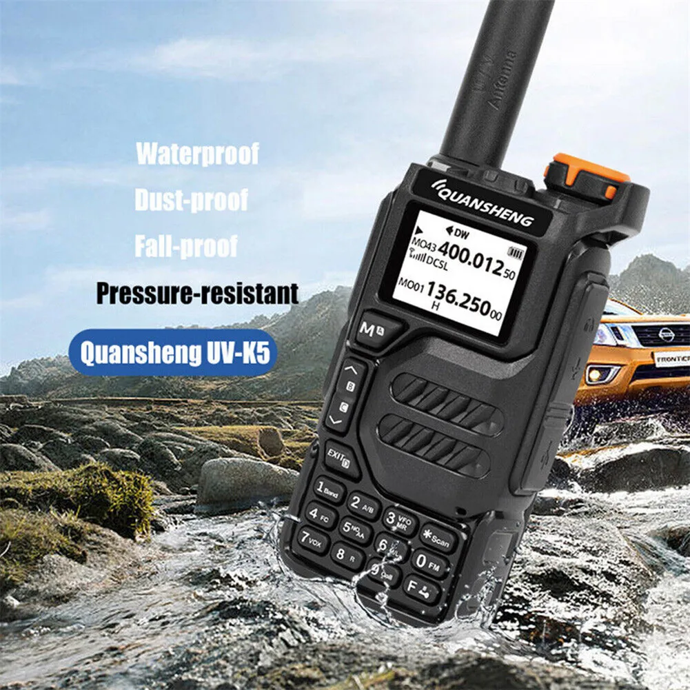 Quan sheng UV-K5 wasserdicht dual band walkie talkie led taschenlampe tragbare fm transceiver 5 w zwei wege radio uvk5 wiederauf ladbar