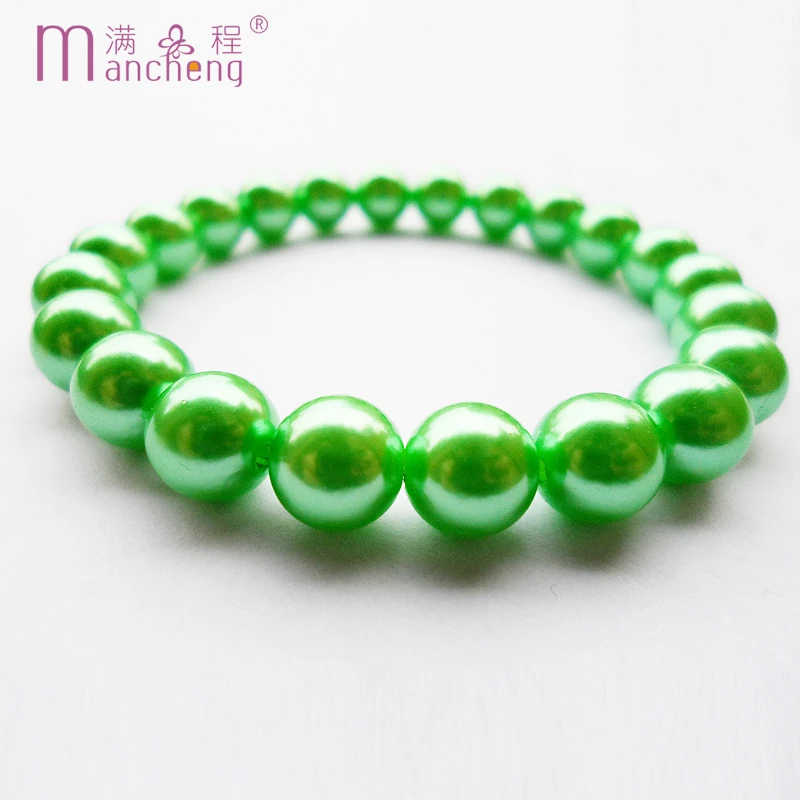 fnaf 2 rupee item 20Beads 10mm Simulated Pearl Strand Green Bracelet For Girl Women Pandora Charms Aesthetic Jewelry Bunny