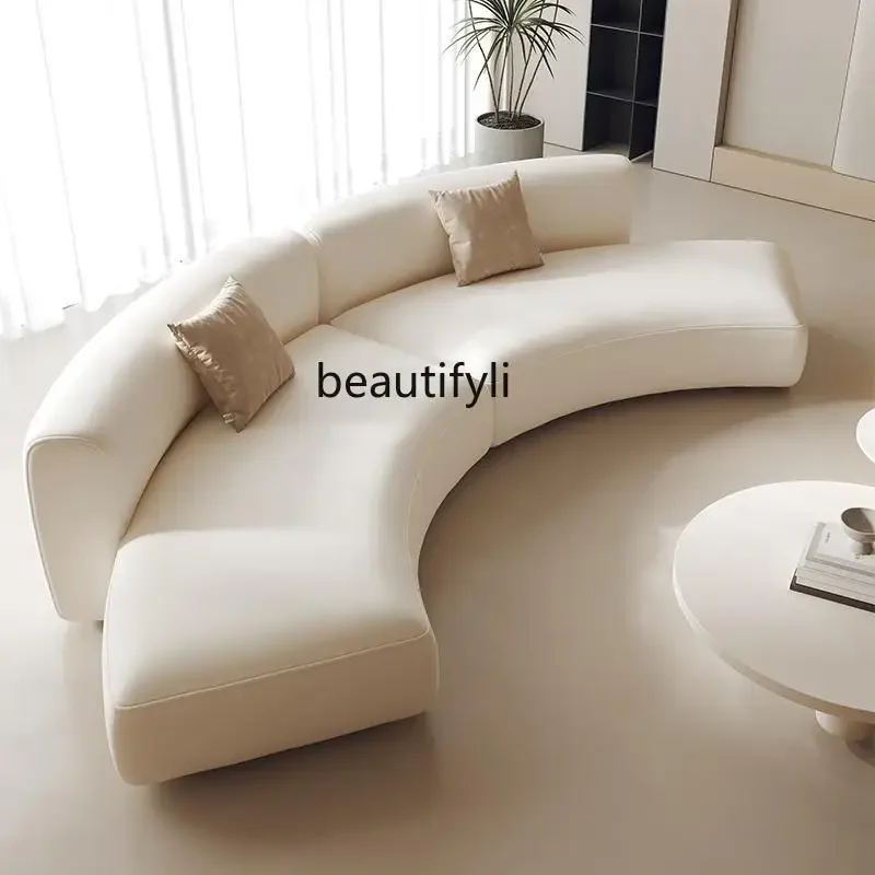 

Semicircular curved special-shaped sofa cream style beauty salon clothing store office reception