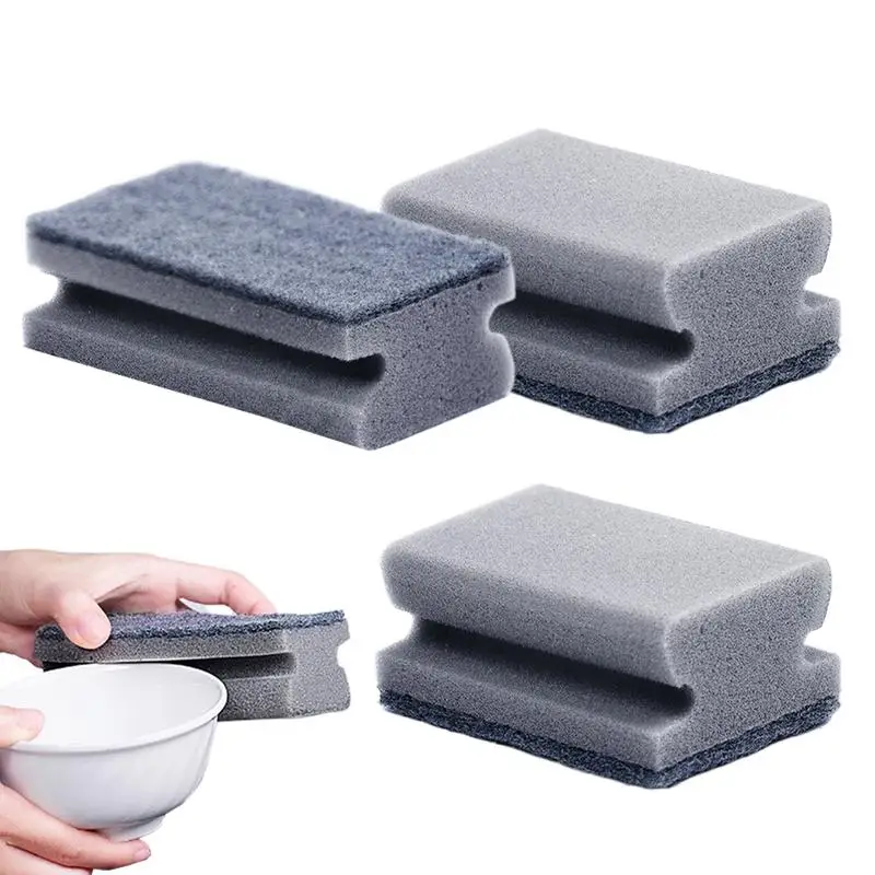 

3pcs Double-sided Cleaning Spong Pan Pot Dish-Washing Sponges Household Scouring Pad Kitchen Wipe Dishwashing Sponge for Washing