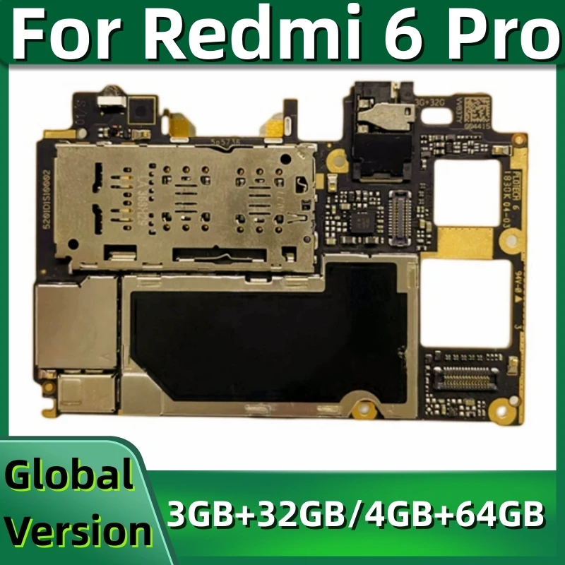 Mainboard for Redmi 6 Pro, M1805D12SG, Original Logic Board, Mi A2 Lite, 32GB, 64GB Global ROM