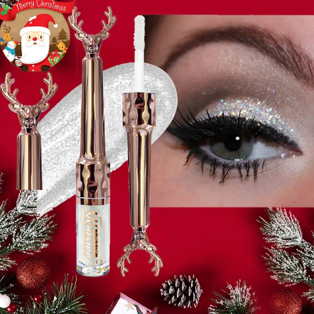 5 個の光沢のあるアイシャドウ耐久性のあるマルチカラーゴールドグリッタースパンコール完全なステージパーティーメイクアップクリスマスギフト