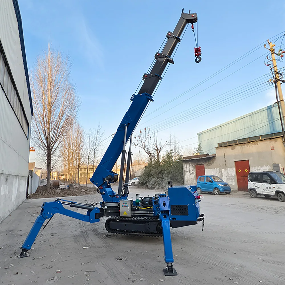 Robust 1/2/3/5/6Ton Mini Crawler Spider Crane with telescopic boom and wireless remote for heavy lifting in construction