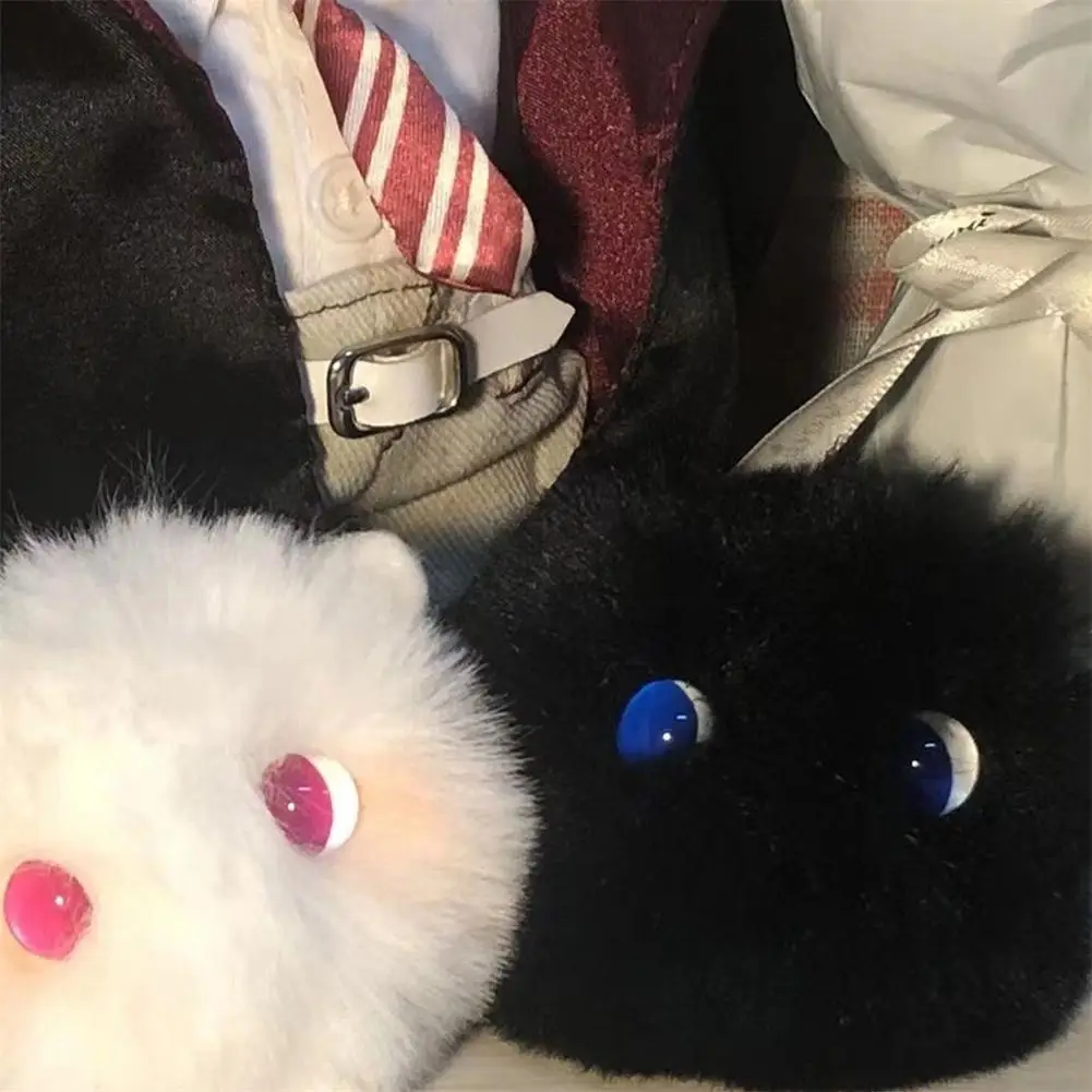 

Plush Cat Keychain Kawaii Kitten Cartoon Keyring Ladies Girls Bag Pendant Black /White Hairball Keychain School Bag Key Chains