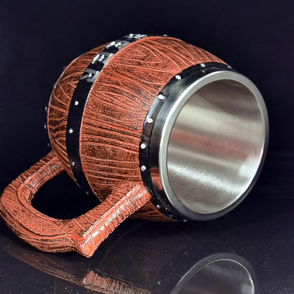 

Деревянная бочка из нержавеющей стали, пивная кружка, имитация формы, кружка с двойными стенками в качестве красивого рождественского подарка, 580 мл