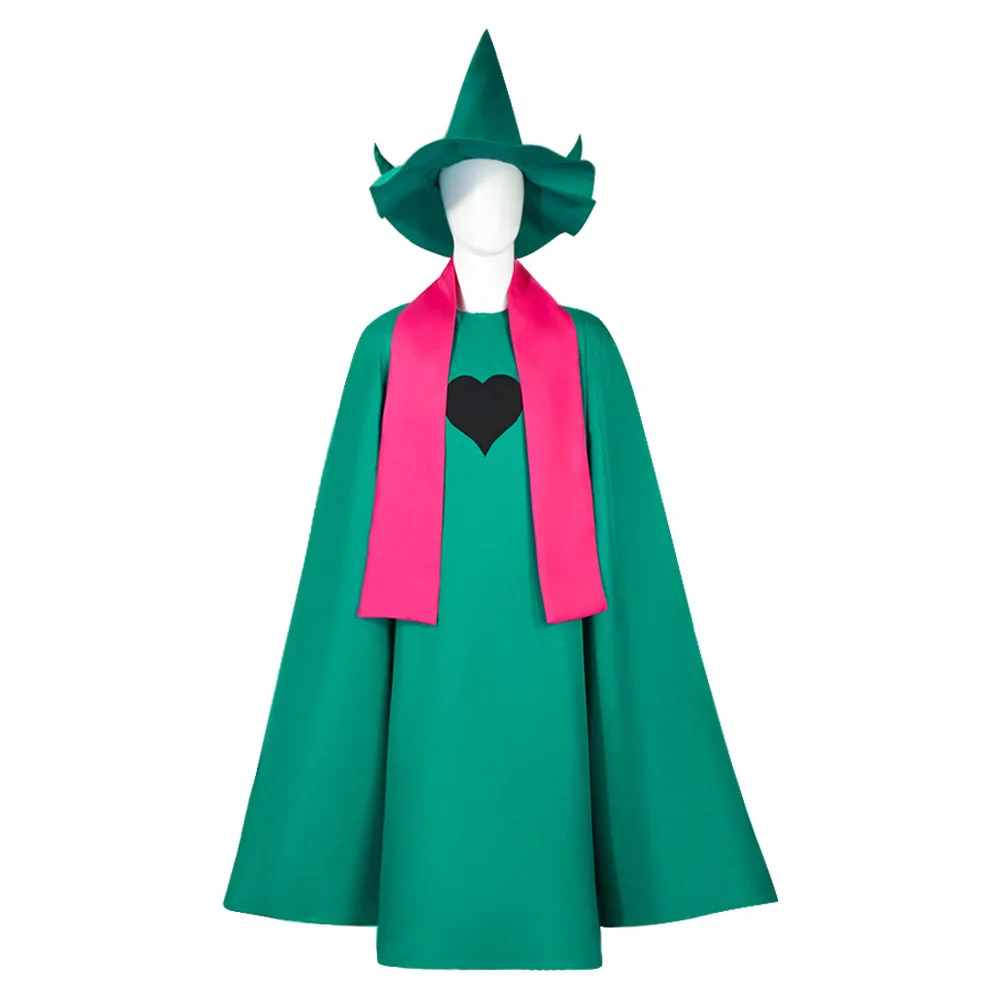 

Game Deltarune Ralsei Cosplay Adult Cartoon Costume Polyester Cloak Scarf Cap Hat Set Xmas Clothes Prop