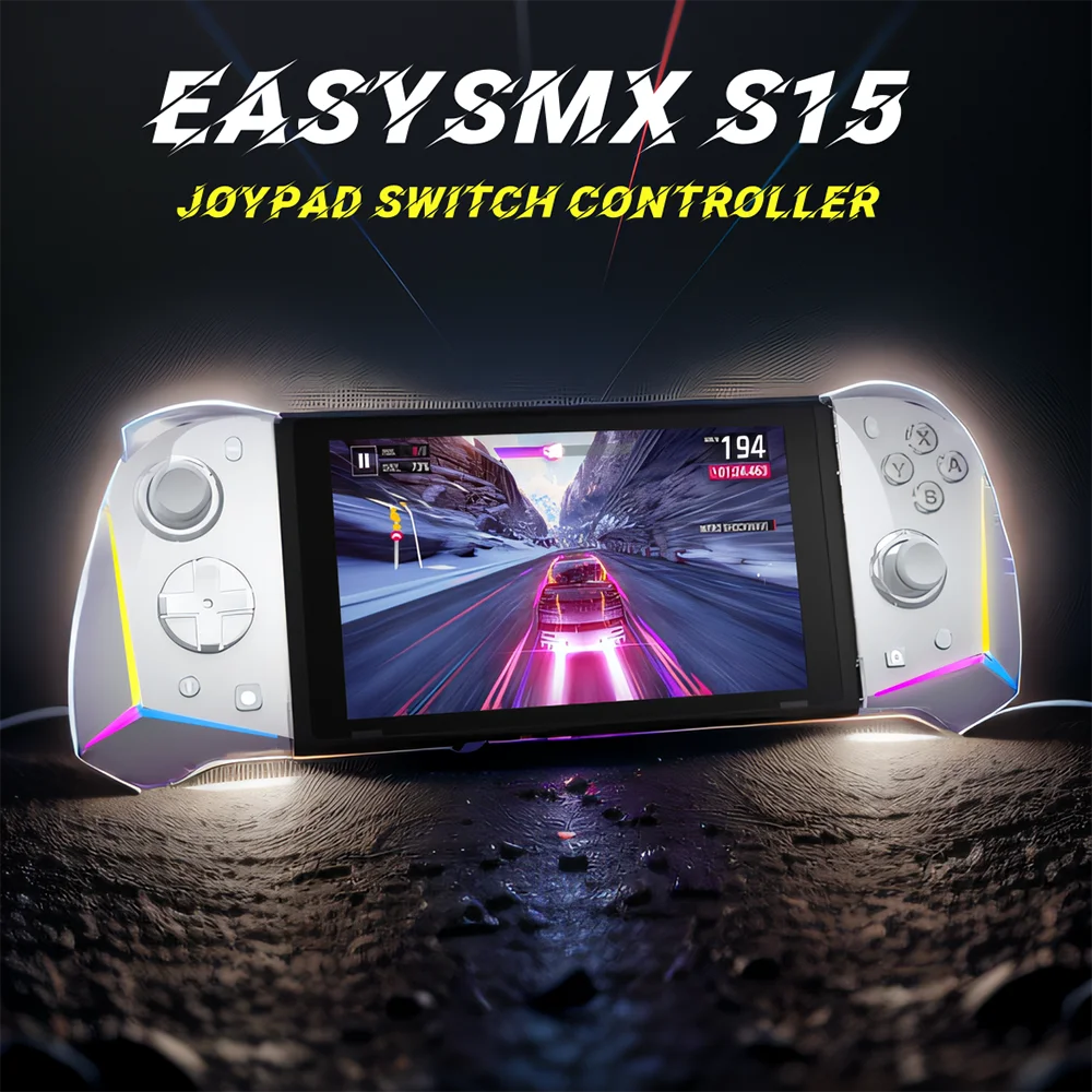 EasySMX S15 Split Pad Wireless Joypad Mechanical Controller Compatible with Nintendo Switch/OLED,with 6 Axis NFC RGB Hall Effect