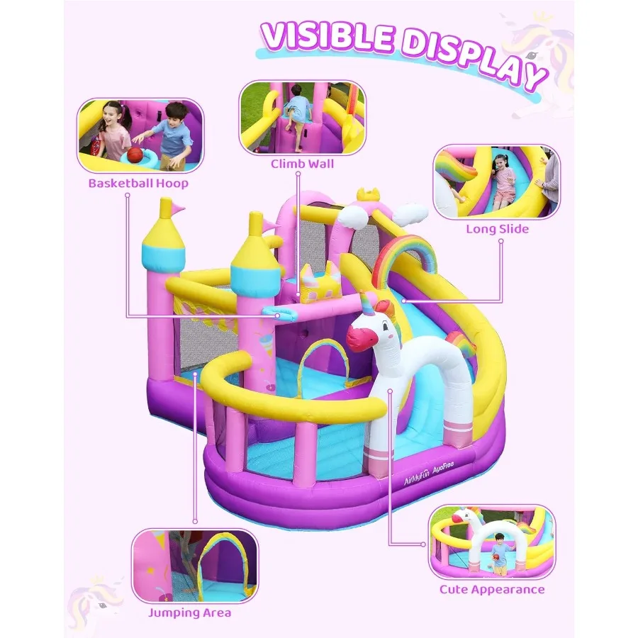 AirMyFun قابل للنفخ ترتد منزل واسع الشريحة داخلي ترتد البيت للفناء الخلفي الكبير مع 450 منفاخ وسادة هوائية الكرة حفرة التسلق #3