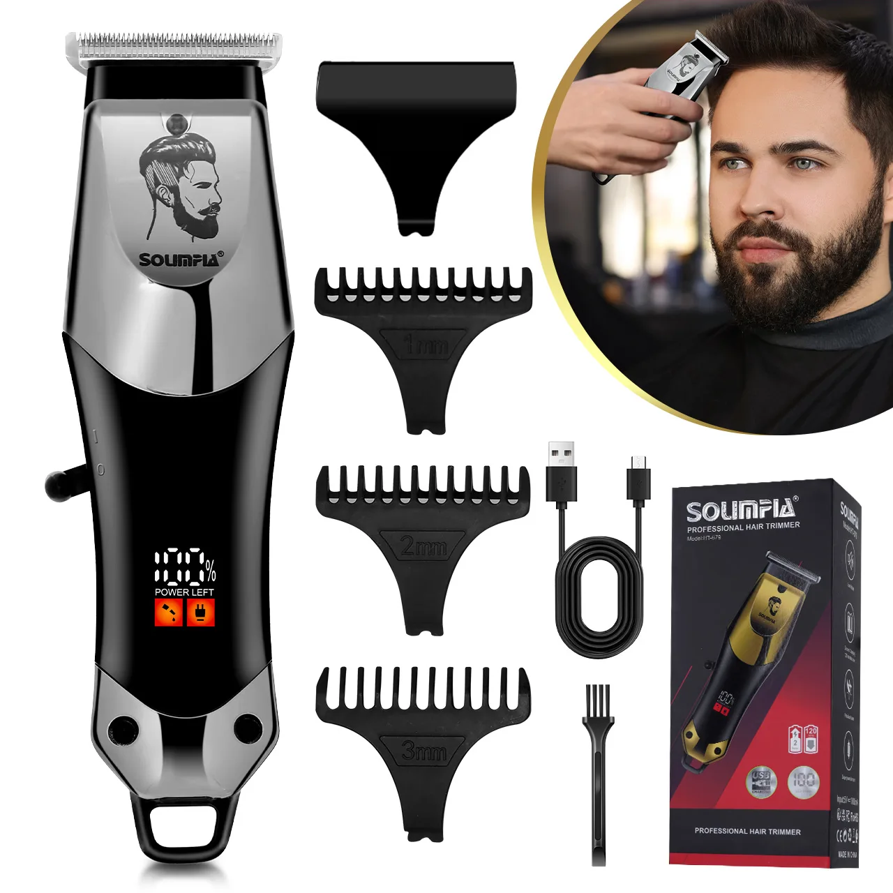 Solimpia Elektrischer Haarschneider Professionelle Salon-Haarschneideschere für Pompadour-Trimmen, Schnitzereien und Detailarbeiten