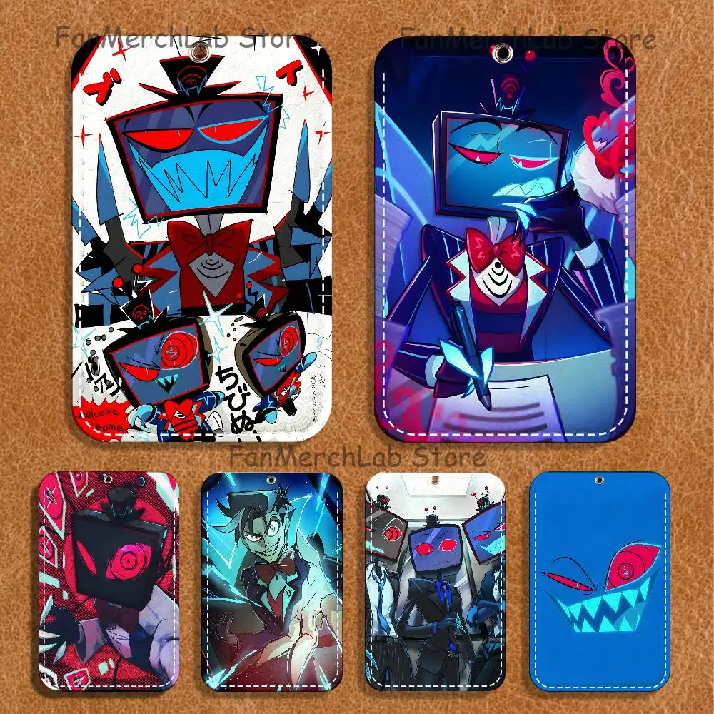 

Anime H-Helluva V-Vox Pattern 1Pc PU Leather Card Holder Keychain Key Ring Door Lock Access Tags ID Card Case Keychain Card