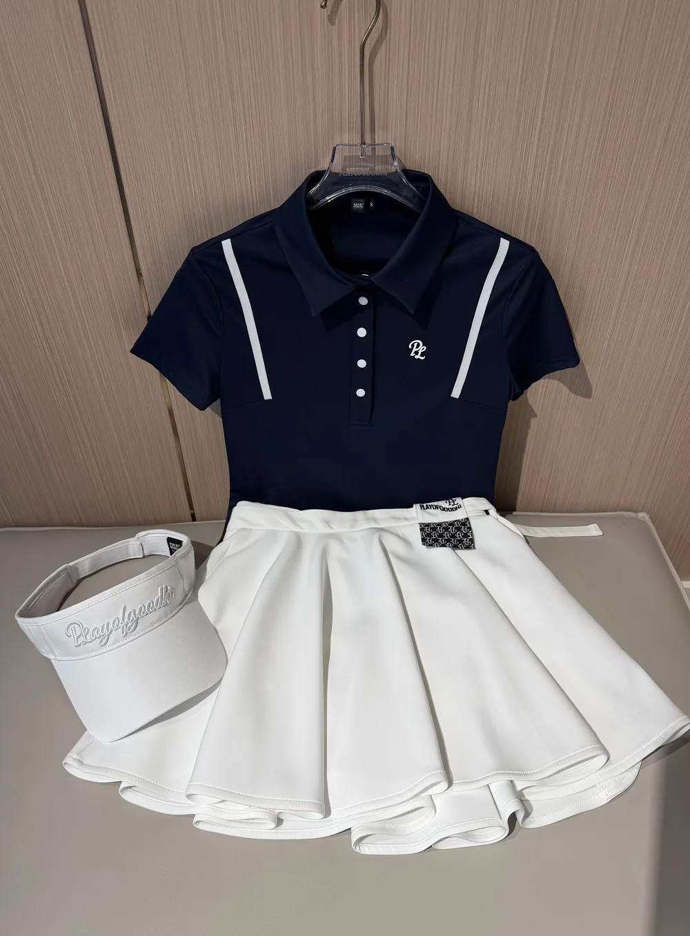 PL Golf Women's Outfits Short-sleeved Polo Shirt A-lined Ruffle Golf Skirt Ladies Tennis Slim Top High Waist Quick-dry Skirt