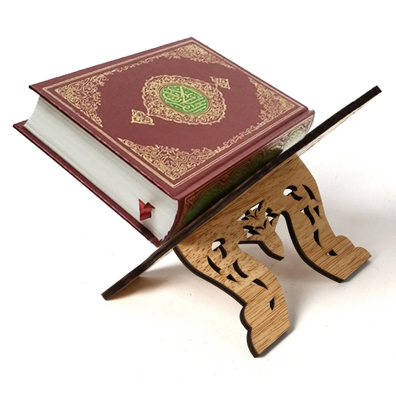 Wooden Eid Al-Fitr Islamic Bible Quran Koran Stand Holder Book Shelf Holder Eid Mubarak Decor Ramadan Kareem Decoration for Home