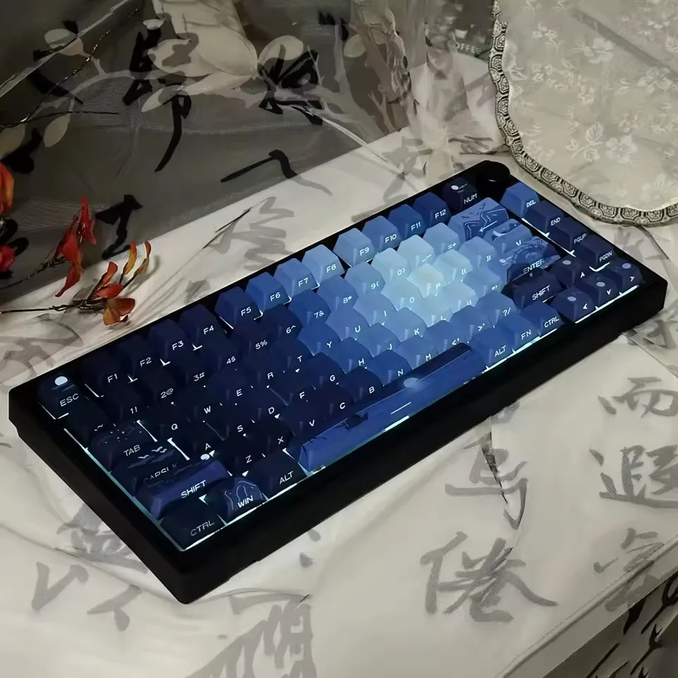 Blue Moon ISO/ANSI Cherry Side Engraving  PBT Double Shoting keycaps for Mechanical Keyboard 61/68/71/75/87/98/104/108 Keys