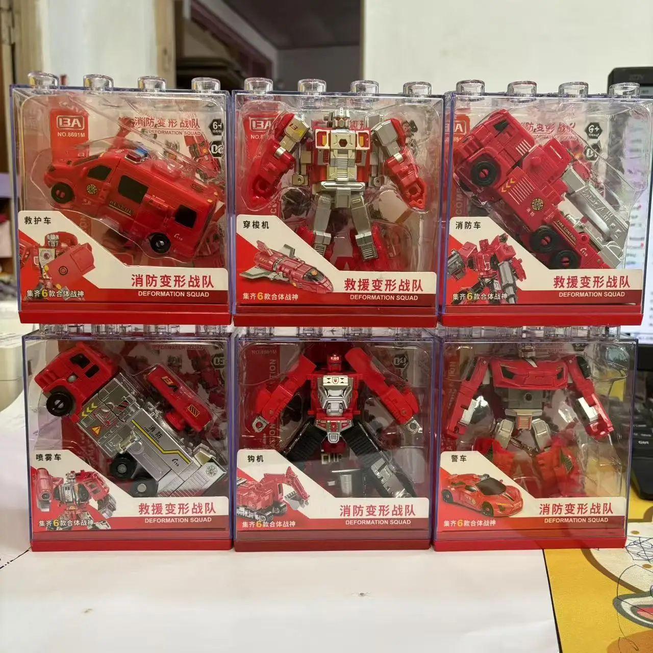 Transformation Feuerwehr Roboter Spielzeug Set Sechs-in-Eins Montage erforderlich Kombinieren Mecha Action Figur Modell Kinder Spielzeug Geschenke