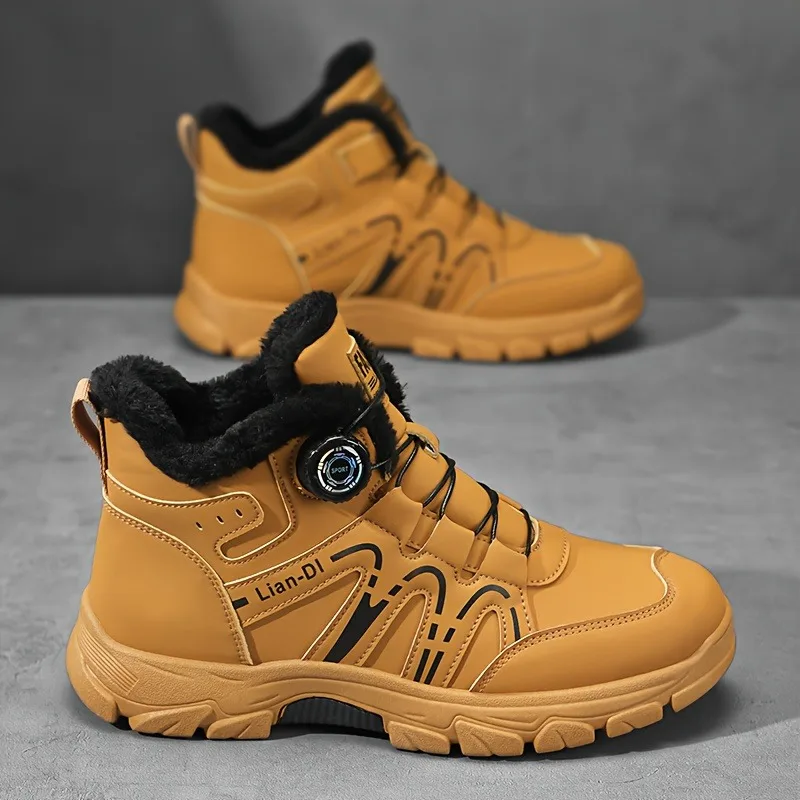 أحذية قطنية سميكة مخملية جديدة لشتاء 2025، أحذية دافئة متعددة الاستخدامات للرجال، أحذية رياضية غير رسمية على الطراز البريطاني