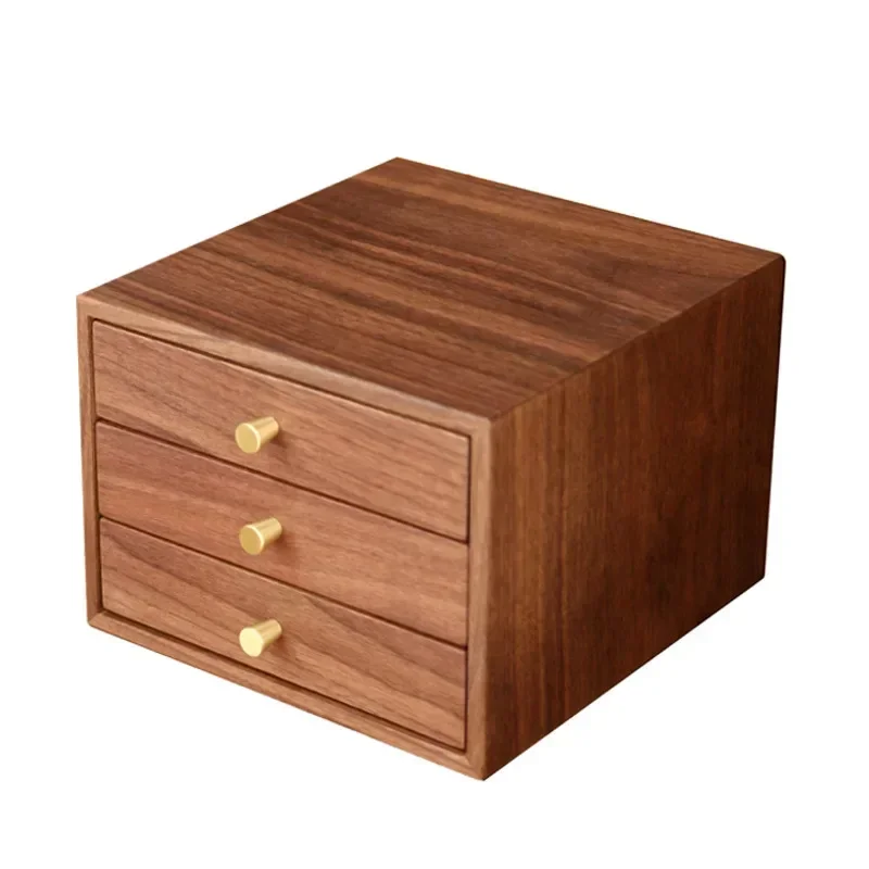 Walnut Wood Household Desktop Storage Drawer Multi-functional High-grade Jewelry Storage Box Retro Girl Container For Cosmetics