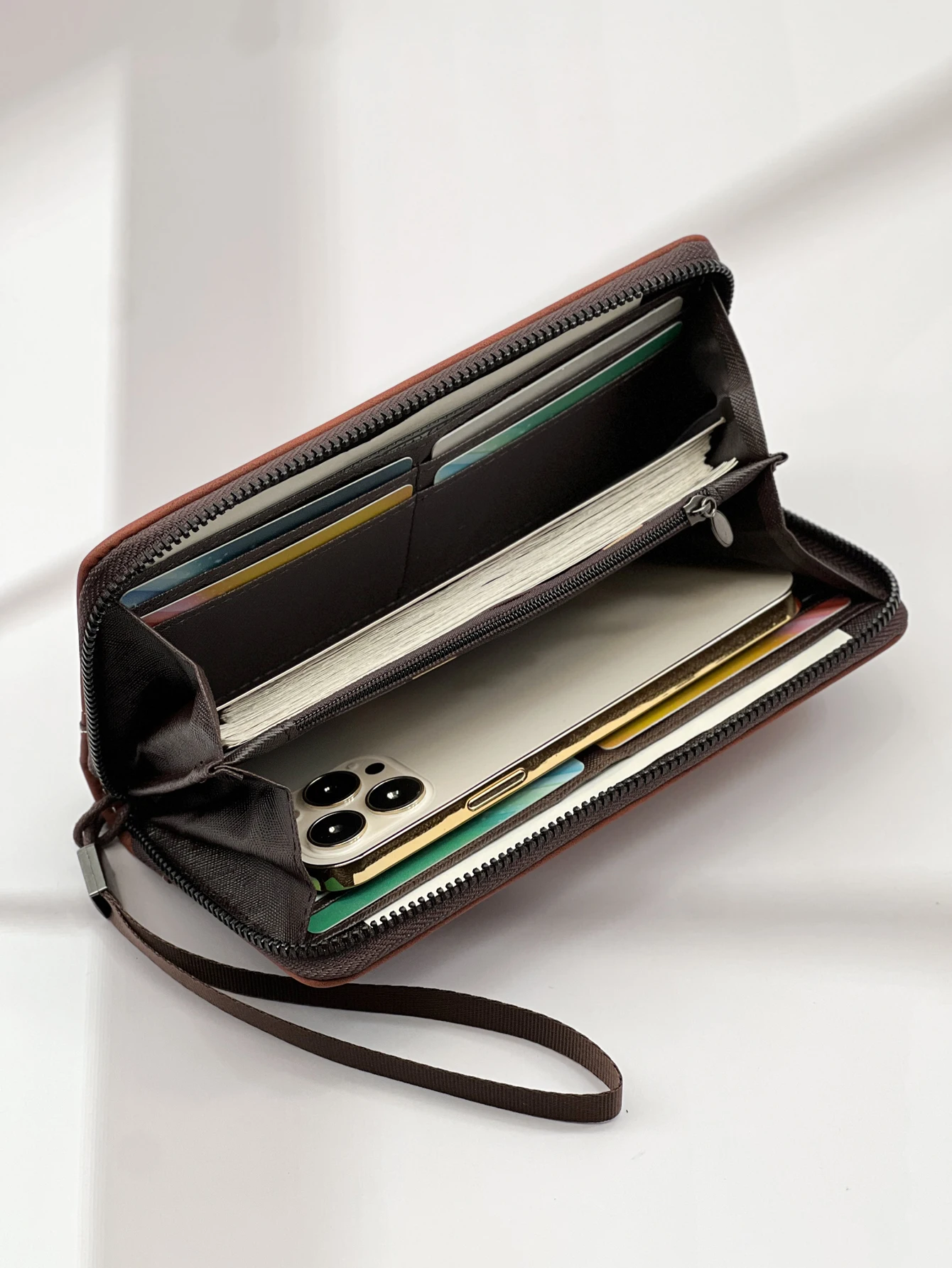 ファッションレトロシンプルな長財布大容量マルチカードポジションポータブルロングジッパー財布携帯電話財布