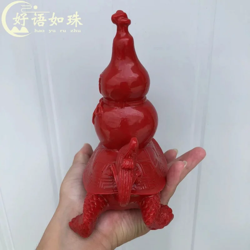 Cinnabar Town House Turtle Back Gourd Fu Character Dragon-Head Tortoise Xuanwu Home Crafts Decoration Car Interior Centra