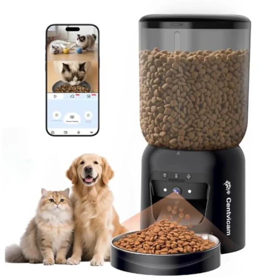 

Умная автоматическая кормушка для домашних животных с HD-камерой 3K и управлением через приложение для собак и кошек, Wi-Fi 2.4G/5G, двусторонняя аудиосвязь, ночное видение, медленная подача корма, 6 л, C