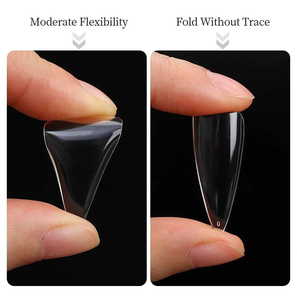 8 Style Clear Acrylic Long Fake Nails Capsules Almond French Full Half Cover False Nails Artificial Nail Soft Gel Manicure Tools 6